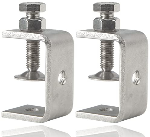 Edelstahl-C-Klemmen klein 1 1/2 Zoll zur Montage, robuste U-Klemmen für Metallarbeiten, Mini-Schreibtischklemme mit stabiler breiter Backenöffnung & Schutzpads/I-Beam-Design (2 Stück)