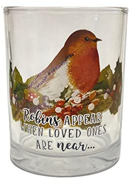 HEAVEN SENDS Kerzenhalter aus Glas mit Rotkehlchen-Motiv