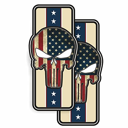 cut-it folientechnik & design 2X Punisher USA Aufkleber 10x5cm Kult Sticker Auto Hotrod Tuning Oldschool Muscle Car V8 Oldtimer Youngtimer Rally Garage Man Cave