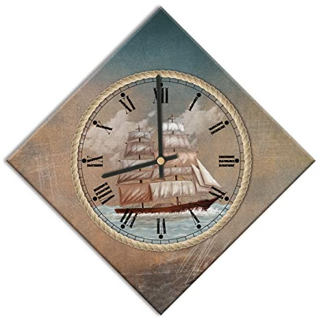 Mareli Wanduhr Shabby mit bedrucktem Papier; geeignet für Wohnzimmer, Küche, Büro; leises Uhrwerk