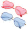 PARTY GO Herzform Sonnenbrille Frauen Mode Rimless Sonnenbrille UV400 Party Brille, Blau & Rosa, Medium