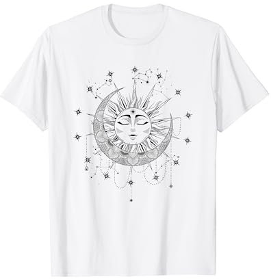 Okkulte Mandala Sonne Mond und Sterne spirituelles Symbol T-Shirt