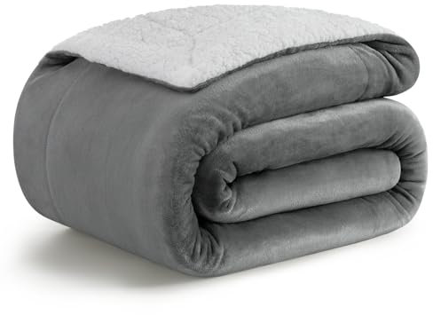 KANKAEU Coperta pile matrimoniale 200x230 cm, Coperta pile calda e morbida, Coperta termica in sherpa, Plaid matrimoniale spesso, perfetta per l'inverno, facile da pulire, ideale come regalo