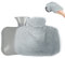 Wärmflasche mit Bezug, Kuschelweichem Wärmeflasche mit Handwärmer, 1,5L Groß Wärmflasche, Wärmflasche Kinder, Bettflasche für Erwachsene, ideal für Schmerzlinderung - Grau