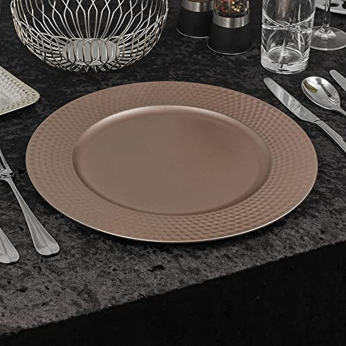 URBNLIVING Piatti di ricarica per cena di Natale da 33 cm tovagliette da pranzo riutilizzabili decorazioni per feste (oro rosa opaco geo, 12 piatti di caricamento)