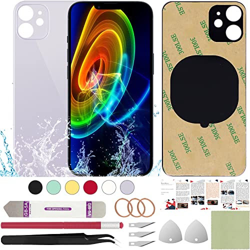 ReuWeu Rear Back Cover Glass Replacement Compatible with iPhone 11 6.1 + Professional Tools (Purple)