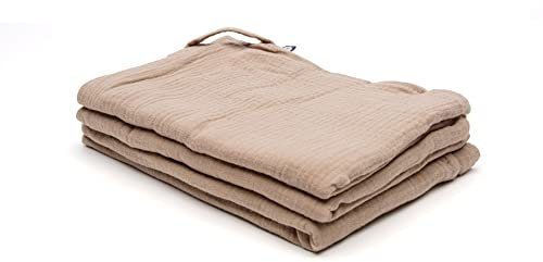 von Herzen Musselin Geschirrtücher Geschirrhandtuch mit Aufhänger | 100% Baumwolle | 2er Set hochwertige Küchenhandtücher | ca. 50 x 70 cm | handgenäht (Beige)