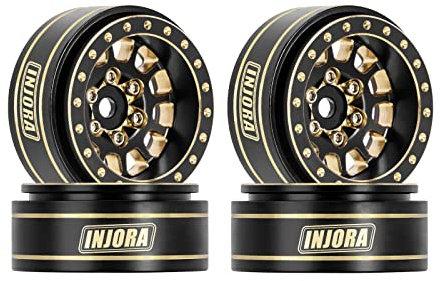 INJORA 1.0 Plus Messing Beadlock Felgen 4PCS 12-Speichen Räder für TRX4M SCX24 FCX24 1/24 1/18 RC Crawler, 42g/Stück