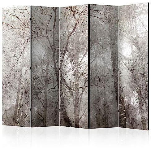 decomonkey Paravent Raumteiler Innen Wald 225x172 cm 5 Teilig Einseitig Room Divider Wall Raumteiler Stehend Trennwand Sichtschutz Spanische Wand Sichtschutzwand Wohnzimmer Holz Baum Natur