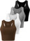 Star Vibe 4 Stücke Sport Crop Top Set Damen Basic Sporttop Tanktops Frauen Yoga Sport Top Damen Fitness Black/Dark Grey/White/Coffee S