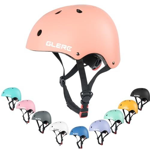 Glerc Warrior Kids Bike Helmet, Adjustable Toddler Helmet for Age 3 4 5 6 7 8 9 Years Boys Girls, Sport Helmet for Skateboard Scooter Skating Skiing Climbing & Lightweight, S Size Peach