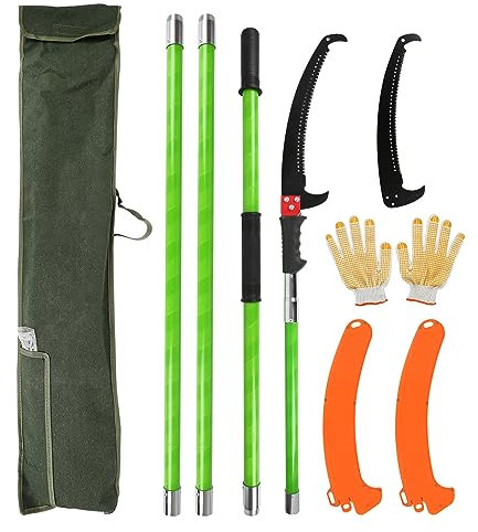 maxant Astsäge, Astschere mit Verlängerungsstange, 4 m, Baumstangen, manuelle Astschere mit Tragetasche und Handschuhen, Baumschere mit langer Reichweite für Forstwirtschaft, Rasen, Garten,