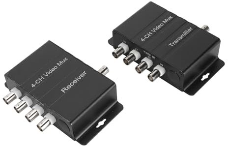 Multiplexer Video a 4 Canali, Resistente Alle Interferenze, Plug and Play, Trasmettitore e Ricevitore Multiplexer da 4 Video HD a Cavo Coassiale (400M)