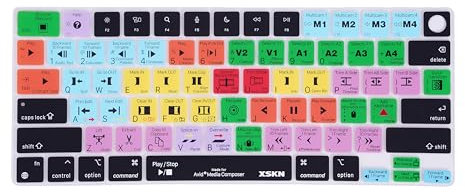XSKN Languages and Shortcuts Silikon-Tastaturabdeckung für MacBook Air 2021+ M2 Chip MacBook Air 13,6 Zoll 15,3 Zoll mit Touch ID für MacBook Pro 14,2 Zoll 16,3 Zoll mit Touch ID (Avid Media Composer,