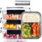 IUGHN Set of 4 Meal Prep Containers Reusable, 1040 ML Glass Containers with Lids, Three Compartments, Airtight Food Storage Container BPA Free Glass Food Containers for Microwave, Oven, Freezer