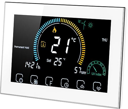 BESTonZON 1satz Smart Thermostat Für Fußbodenheizung Digital Programmierbar Energieeffizient Kompatibel Mit Tuya Smart Zyklen- -Material Weiße Farbe