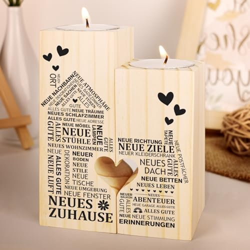 Einzugsgeschenke Wohnung für Frauen Männer - Kerzenständer, Beste Einweihungsgeschenk Wohnung Haus, Geschenk Einzug Neue Wohnung, Richtfest Geschenk