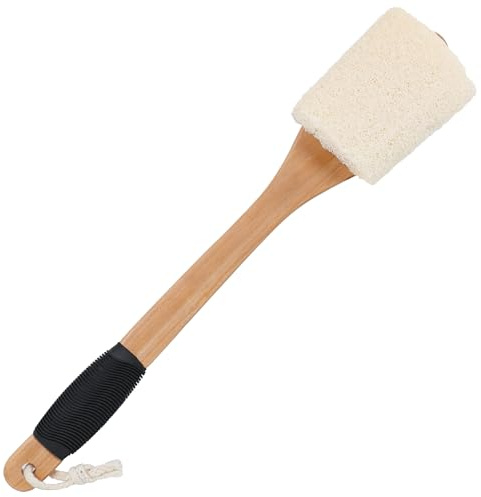 OWIIZI Back Loofah Scrubber Brush with Long Handle, Loofa Sponge Body Bath Scrubber for Shower, Natural Luffa Skin Exfoliating On a Stick for Men Women Elder