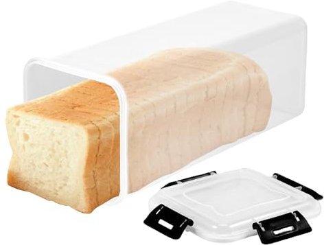 MENIBBLER Bread Storage Container, Loaf Bread Keeper with/without Tray, Bread Box with Airtight Lid BPA-Free Plastic Sandwich Bread Dispenser to Keep Fresh Reusable Airtight Loaf Container