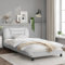 Faroom Polsterbett 100x200 cm mit Lattenrost Kunstlederbett Jugendbett Einzelbett Gepolstertes Doppelbett Bett mit Kopfteil Bettrahmen, Weiß