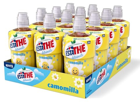 Estathé Deteinato Camomilla - The Freddo Deteinato con Vero Infuso di Foglie di The e Fiori di Camomilla, Bevanda Analcolica Senza Glutine, 12 Brick da 0,25 lt