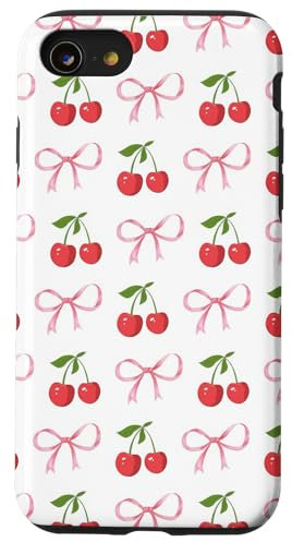 iPhone SE (2020) / 7 / 8 Pink Bows and Cherries Pattern - Coquette Aesthetic Case