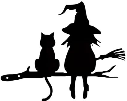 CMANLNYK Iron Witch Cat Garden Ornaments - Black Iron Witch & Cat Garden Stakes, Classic Outdoor Decorative Stakes for Home Garden Patio Lawn Backyard Halloween