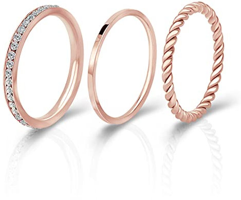 Joacii Rose Gold überzogene Knuckle Ringe Ästhetische Ringe Verlobungsringe für Frauen Set Comfort Fit Größe 8
