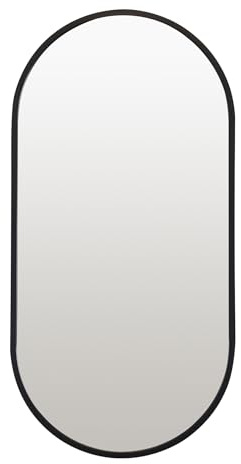Select Mirrors Oslo Wall Mirror - Modern Style Aluminium Bathroom Mirror - Oval Living Room Decor - 4mm HD Glass - Bathroom Wall Decor Mirror with Aluminium Frame - 40x80cm - Black