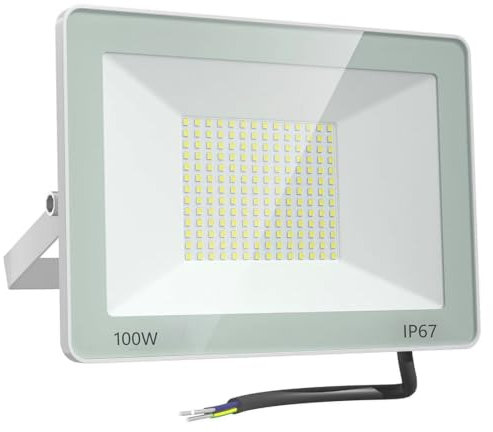 ANNIFUNLY Projecteur LED Extérieur 100W, Spot LED Exterieur Puissant Blanc Froid 6500K Éclairage Exterieur IP67 Étanche, Sécurité Lampe Exterieur Pour Patio, Terrasse, Jardin, Atelier