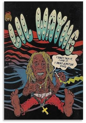 XFPOBH Lil Wayne Rapper-Poster auf Leinwand, Gemälde, Wandkunst, Bild, Heimdekoration, Druck für Schlafzimmer, Wohnzimmer, 30 x 45 cm, ungerahmter Stil