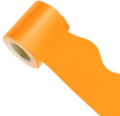 sourcing map Bulletin Board Borders, 32.8Ft x 2.24Inch Rolled Classroom Border Trim Notice Board Frame for Classroom Decoration, Light Orange
