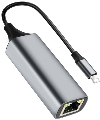 Junsky [MFi-zertifiziert] Lightning-auf-Ethernet-Adapter, 100 Mbps Lightning auf RJ45 Ethernet-LAN-Netzwerkadapter, kompatibel mit iPhone 14/13/12/11/i-Pad/i-Pod, Plug-and-Play (nicht POE)