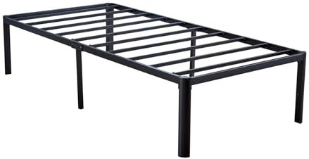 Home Source Heavy Duty Metal Bed Frame, Slatted Support Platform Design, Bedroom Furniture, Black, 3ft Single