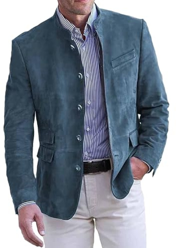 Cexiakong Giacca da uomo a corda, stile retrò, per il tempo libero, blazer, vestibilità normale, in lana, British Blazer, moderna, giacca invernale casual, corduroy blazer, giacca slim fit, 5 bottoni,