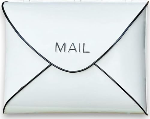 NACH Wandbriefkasten, 29 × 23 × 11 cm, Außenbriefkasten, wetterfest und wasserdicht, Briefkasten zur Wandmontage im Umschlag-Design, weiß