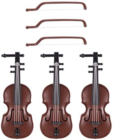 CHROMACRAFT Mini Violino da 3 Pezzi, Violino in Miniatura, Modello di Strumento Musicale in Legno, Decorazione Modello di Strumento Musicale in Miniatura, Regalo per Gli Amanti del Violino