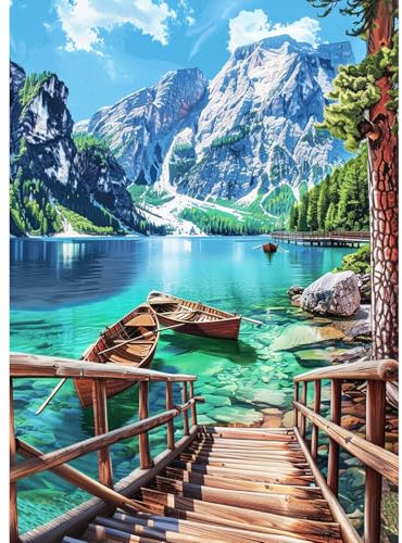 CEOVR Kit Diamond Painting Adulte Paysage Peinture Diamant Adulte,5D DIY Diamond Art Kit Complet,Montagne et Lac,30x40 cm