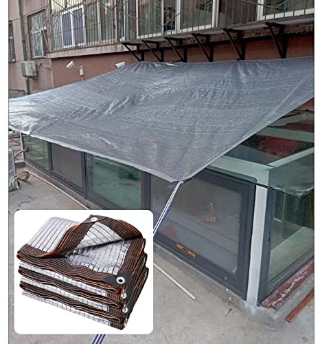 Schattennetz, 80% reflektierendes Aluminium-Schattennetz, atmungsaktives Sonnensegel für den Außenbereich, UV-beständige Schattennetze für Pergola/Terrasse/Balkon, mit Ösen,1x5m(3 * 16ft)