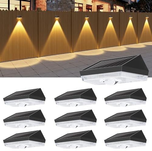 ELLASAY Solar Wandleuchte Außen Garten: 10 Farbmodi RGB LED Solarlampen Aussen - IP65 Wasserdicht - Farbe Beleuchtung Deko für Zaun Terrasse Balkon 10 Stück