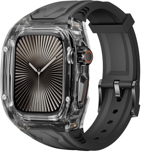 Delidigi Strap with Clear Case Compatible for Apple Watch Series 10 46mm Men Women, Rugged Case Protective Bumper Cover with TPU Band for iWatch Series 10 46mm