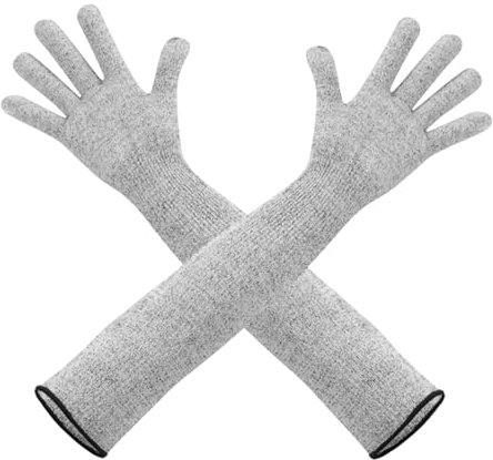 Amusingtao Guard Gloves Gardening, Level 5 Cut Resistant Gloves With Long Arm Sleeves, Long Gardening Glove, Durable Work Glove for Garden, Kitchen, and Machinery(COLOR:grey)
