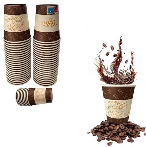 100 Bicchieri in Carta 85ml 200ml 300ml Per Bevande Calde Fredde, Bicchieri XXXl Ecologici Biodegradabili Monouso Made in Italy Per Caffe' Orzo Tè cappuccino birra bibite (Capacità 300 ml)