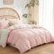 Michorinee Housse de Couette 140x200 Rose Blanc Réversible Parure de Lit 1 Personne en Microfibre Douce, avec 1 Taie d'oreiller 65x65 et Fermeture Éclair