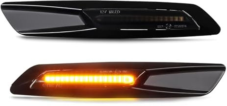 APAKA LED Blinker Seitenblinker Seitenmarkierungsleuchten für BM-W 1 Series E81 E82 E87 E88 3 Series E90 E91 E92 E93 5 Series E60 E61 X1 E84 X3 E83, Blinkleuchte mit Canbus Fehlerfrei, Smoke, 2 Stücke