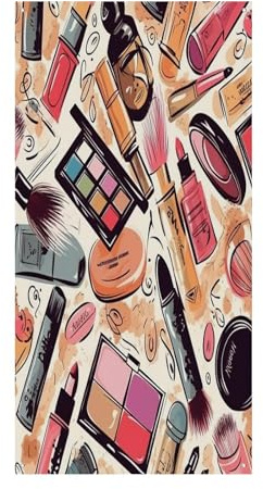 Kosmetik- und Make-up-Themenmuster, Haustürabdeckungen, Willkommens-Tür-Banner, groß, lustiger Hintergrund, Banner, Dekorationen zum Aufhängen im Innen- und Außenbereich, gute Frühlingsgeschenke für
