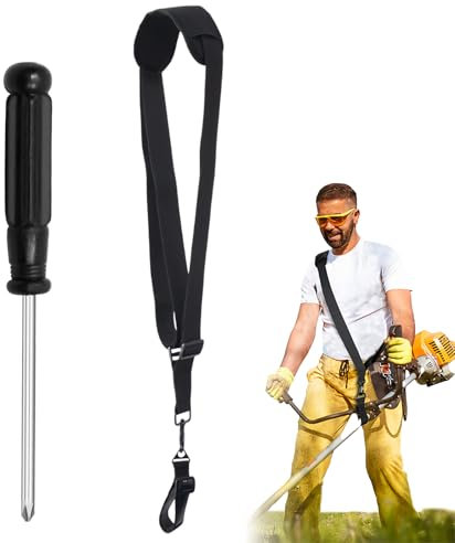 Sprießen Schultergurt Rasentrimmer,Schultergurt Tragegurt FüR Motorsense,EnthäLt Einen Schraubendreher,Verstellbare Nylon,62 * 112cm,FüR Motorsense,Freischneider,Kantenschneider(Schwarz)