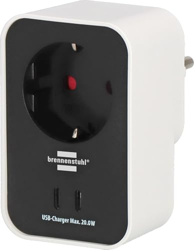 Brennenstuhl Connect WLAN Steckdosenadapter WA 3600 PD01 mit 2 USB C Ports (WiFi Steckdose 2.4 GHz kompatibel mit Alexa und Google Assistant, smarte Steckdose mit Zeitschaltuhr, kostenlose App)