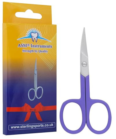 ASM Professional Nail Scissors Curved Manicure Cuticle Scissors - Heavy Duty Cuticle Trimmer for Eyebrow, Beard, Nose Hair Trimming - Beauty Scissor Gifts for Women & Men (Purple)