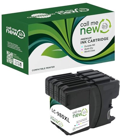 callmenew 4er Kompatibel Druckerpatronen for Brother LC980XL LC985XL LC1100XL for Brother DCP-195C DCP-145C DCP-165C DCP-375CW DCP-163C MFC-250C MFC-490CW DCP-185C (Black,Cyan,Magenta,Yellow)